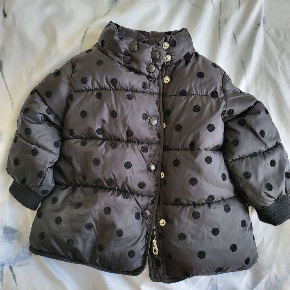 Zara black polka dot puffer jacket
